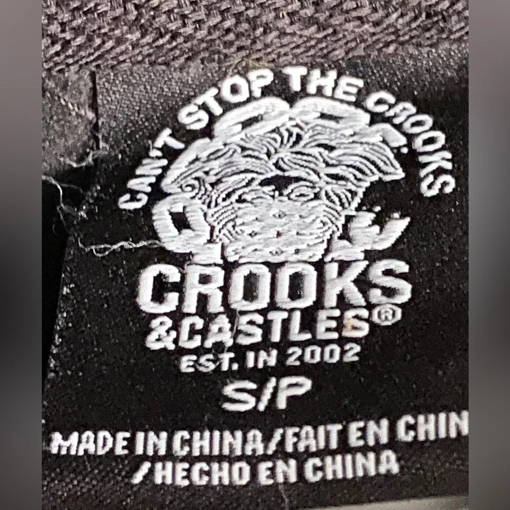 CROOKS & CASTLES Black Logo Hoodie Kangaroo Pocket Sweatshirt Sz Small - Picture 8 of 10